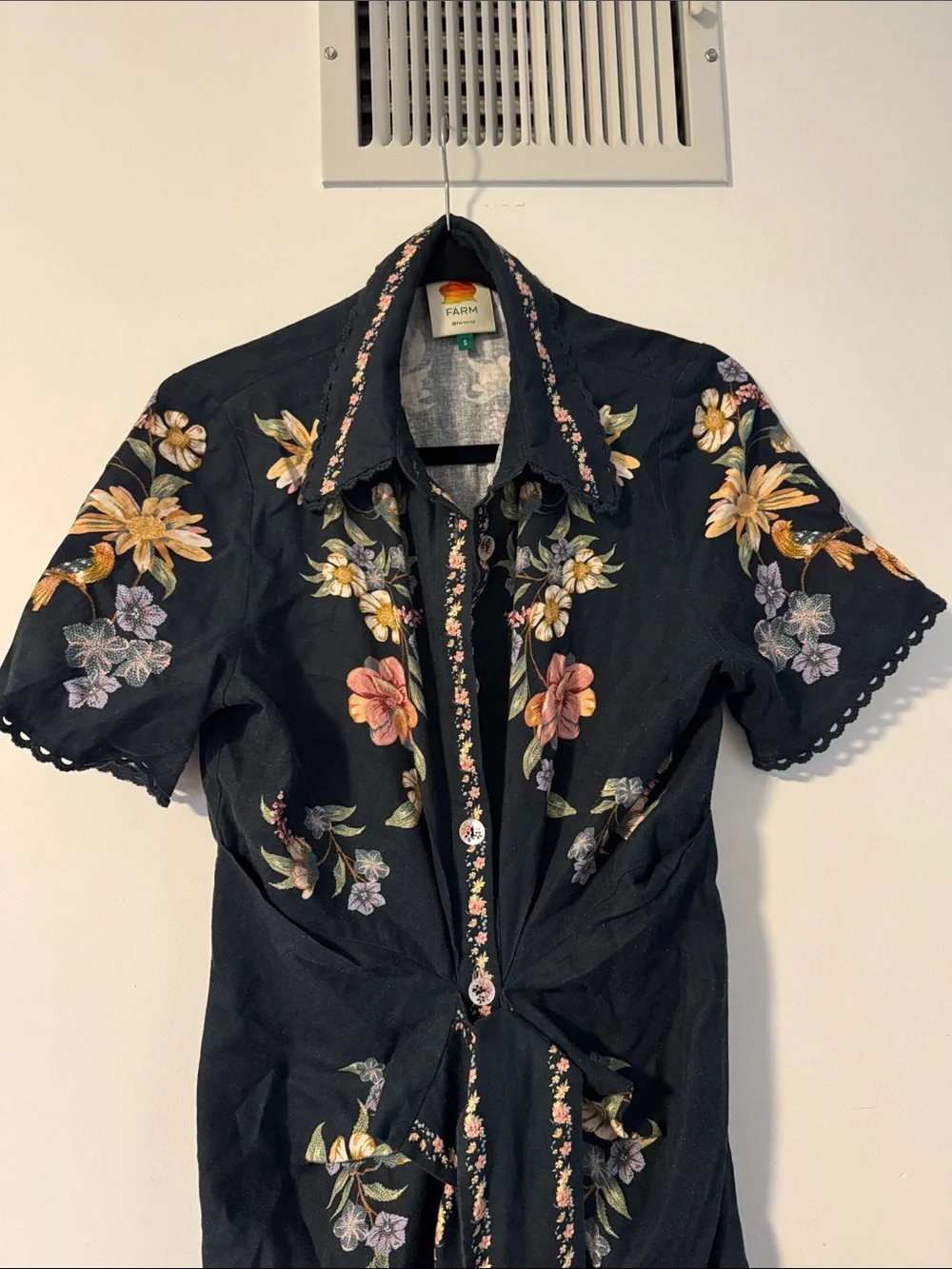FARM Rio Maira Floral Belted Midi Shirtdress, Size Small, &320 - Picture 7 of 13